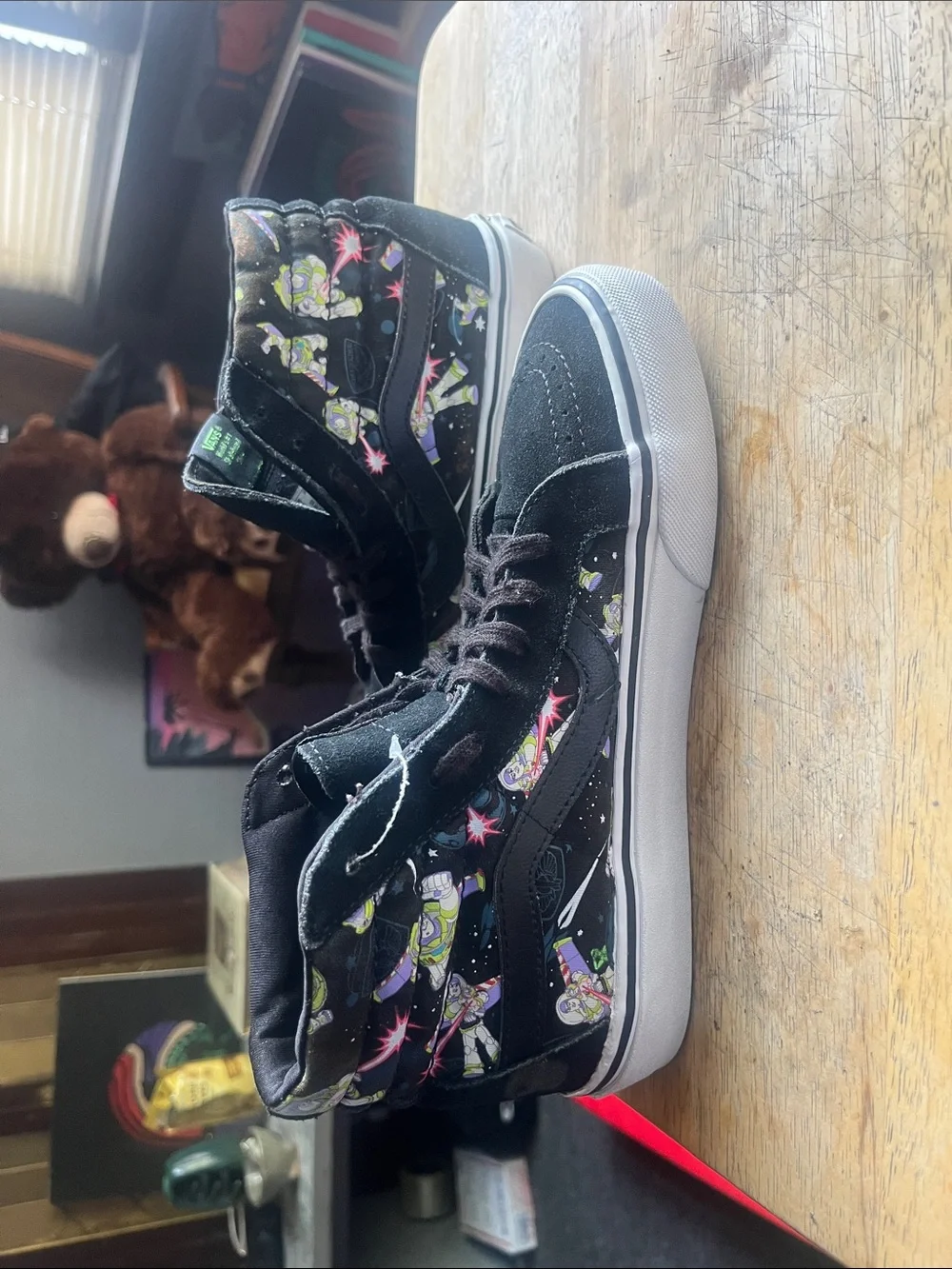 Vans Kids Black High-Top Sneakers with Colorful Space Cartoon Print
